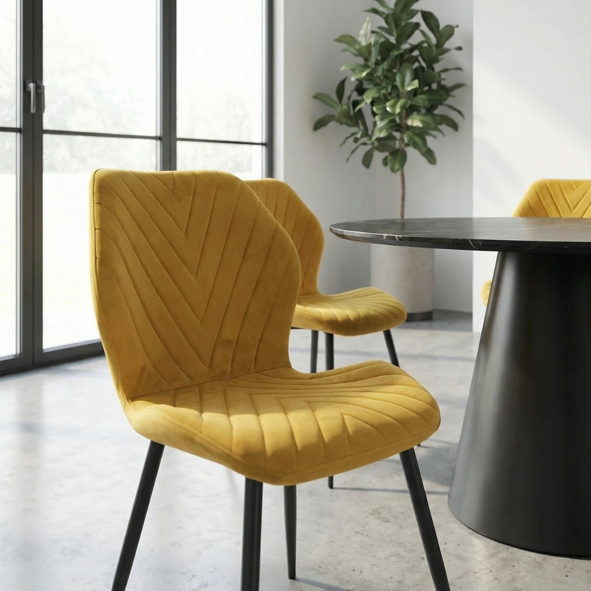 ET JULIE / SI ANGELO Fekete, Sárga modern Beltéri étkezőgarnitúra