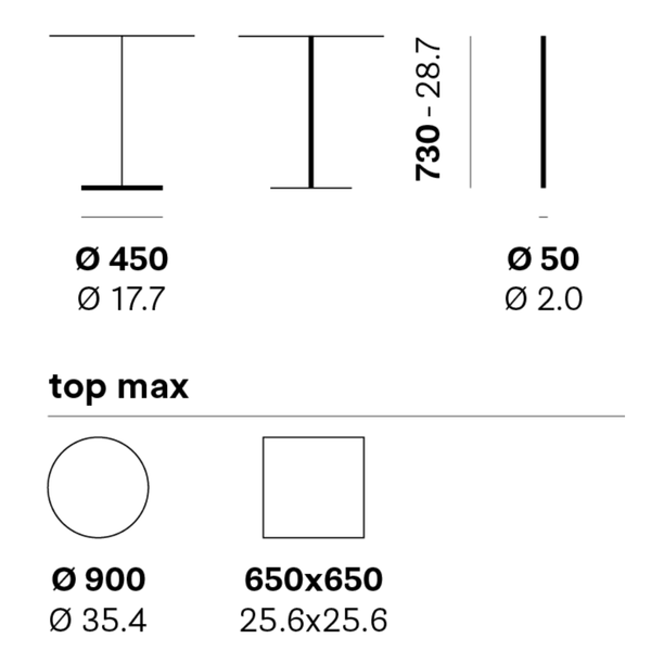 PEDRALI  INOX 4412 Több színben elegáns Beltéri asztalláb