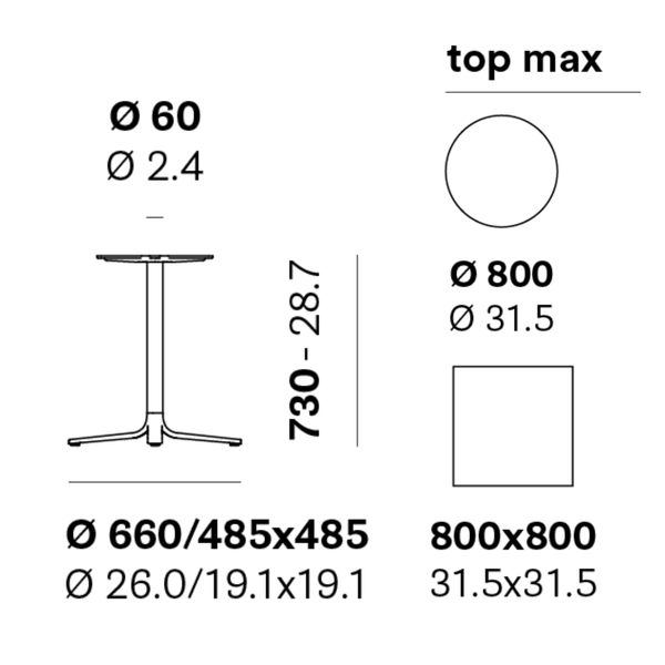 PEDRALI  FLUXO 5465 Több színben elegáns Kültéri asztalláb