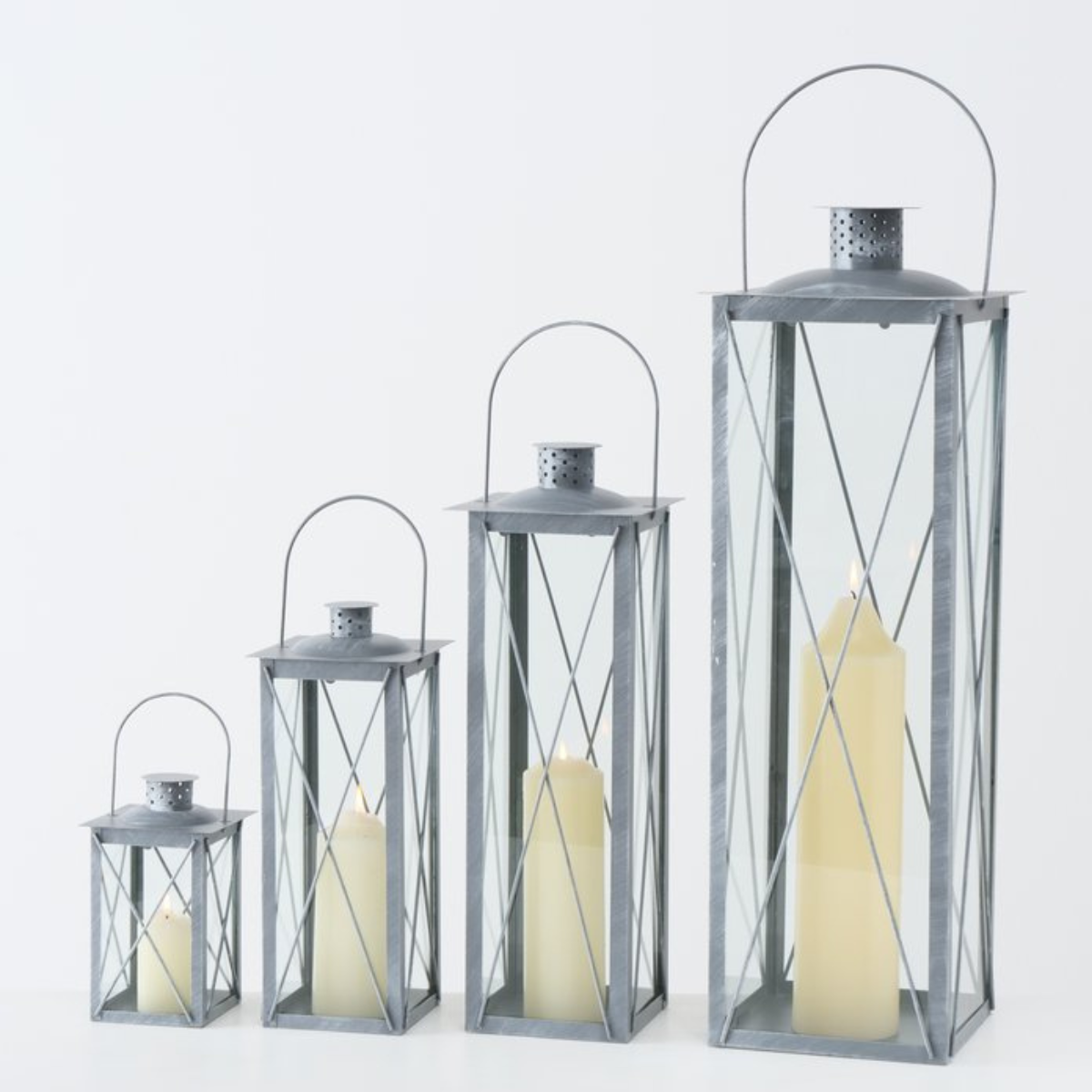 B CANDLE Lámpás 4 db-os szett Ezüst design Dekoráció