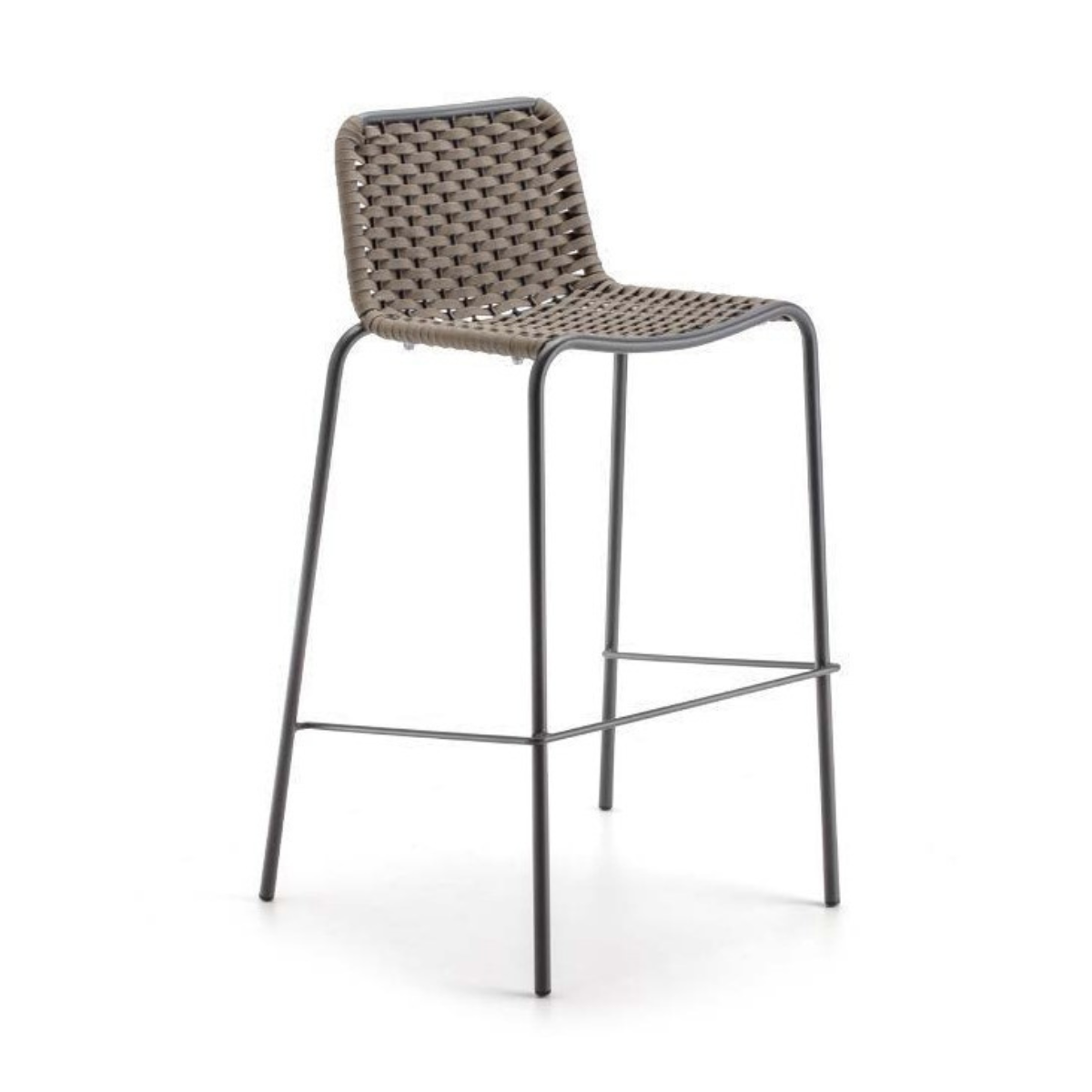GR CANNES Grey, Brown design Polyrattan outdoor bar stool