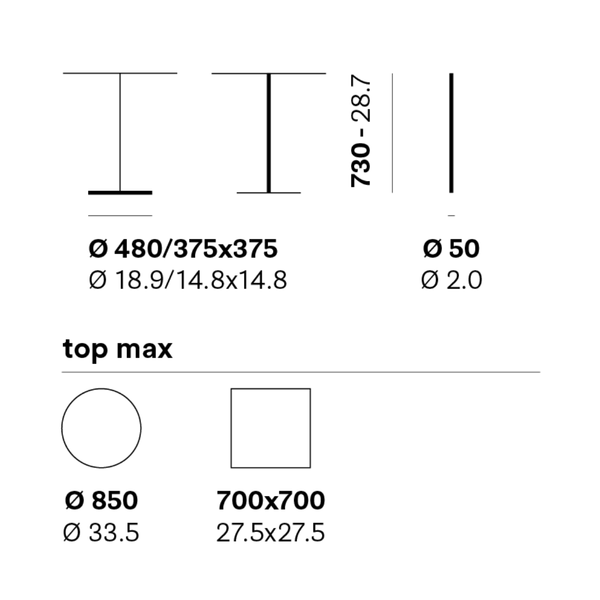 PEDRALI  BOLD 4750 Több színben elegáns Beltéri asztalláb