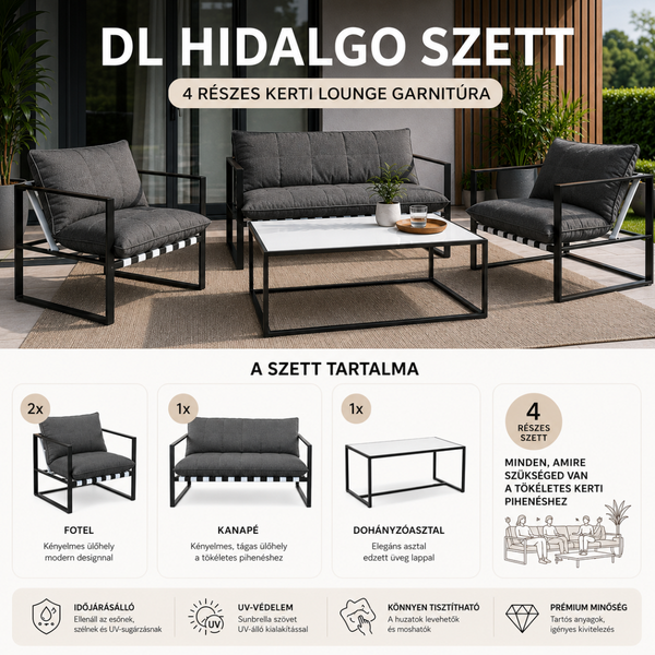 DL HIDALGO Fehér, Szürke modern Kültéri szett