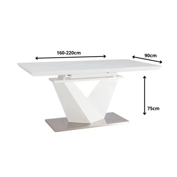 SI LARA Fehér design Bővíthető étkezőasztal