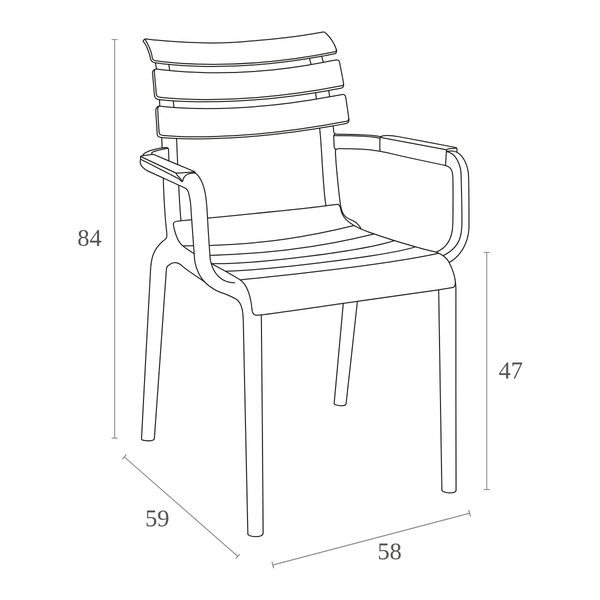 ST PARIS Fekete design Műanyag kültéri szék