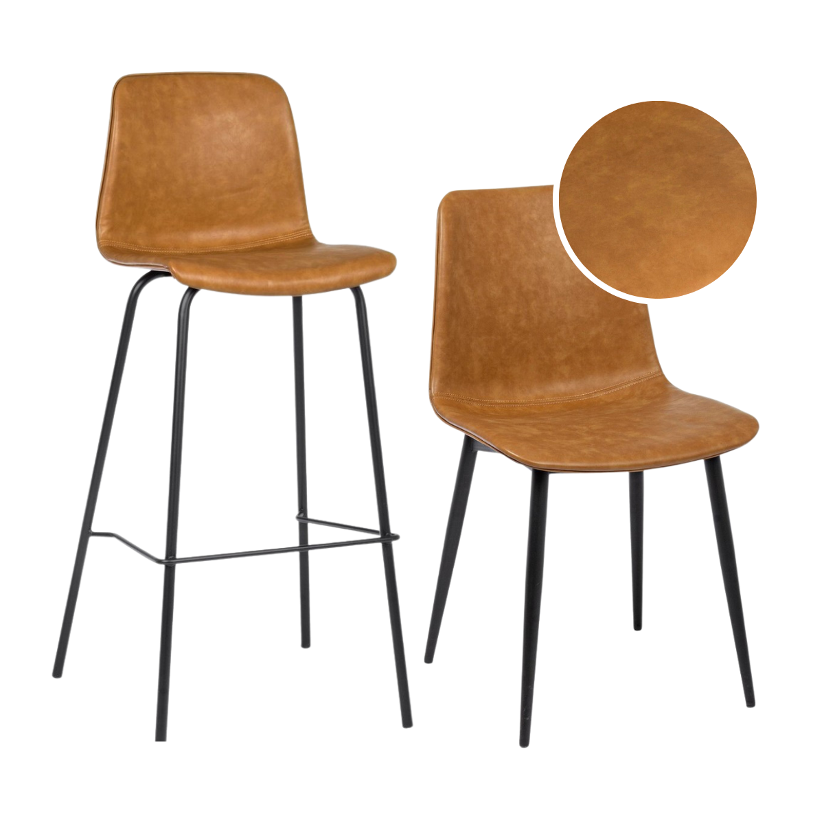 BT KIARA 4 étkezőszék + 2 bárszék Barna industrial Csomagajánlat