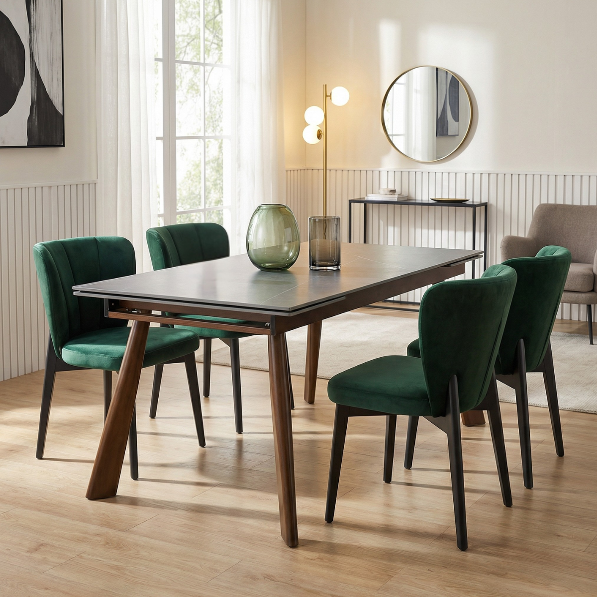 T TAMY / DL CHARC Zöld modern Beltéri étkezőgarnitúra