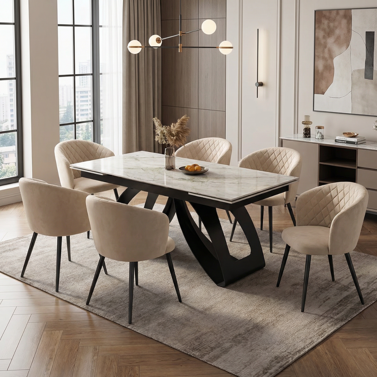 ET CARLOS / KATHERIN Bézs elegáns Beltéri étkezőgarnitúra