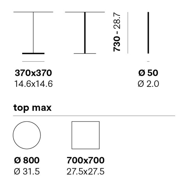 PEDRALI  CONCRETE 855 Több színben elegáns Kültéri asztalláb