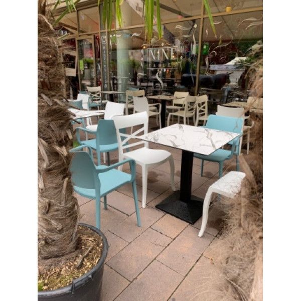 LS COMPACT WHITE MARBLE 70x70 White elegant Tabletop