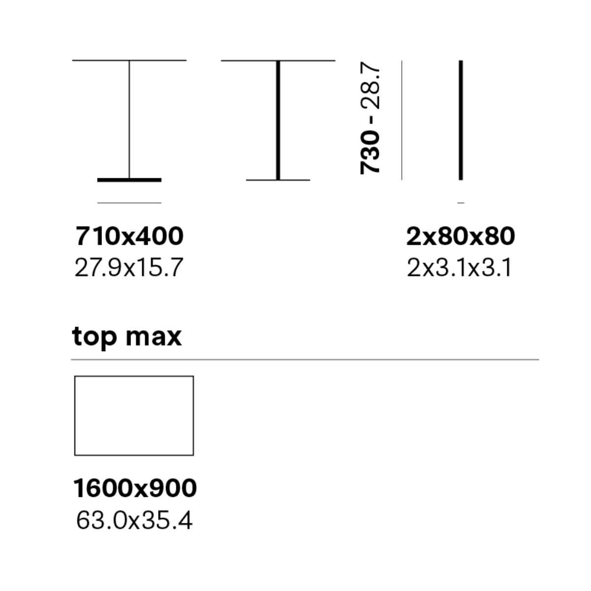 PEDRALI  QUADRA 4560 Több színben elegáns Kültéri asztalláb