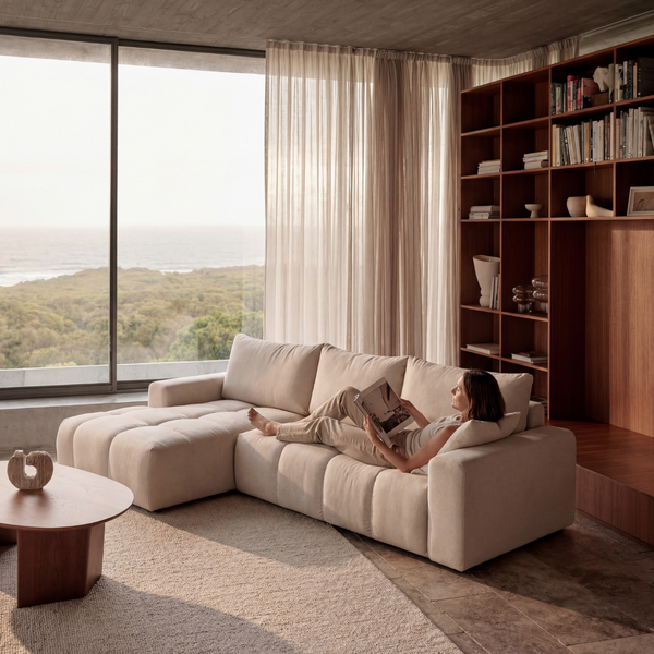 ET AUSTIN Bézs design Sarokgarnitúra