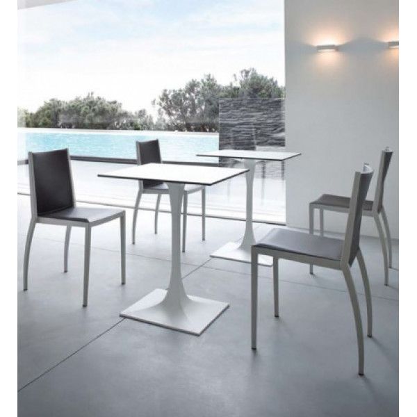 PA WHITE 70x70 White modern HPL (Compact) Outdoor Tabletop