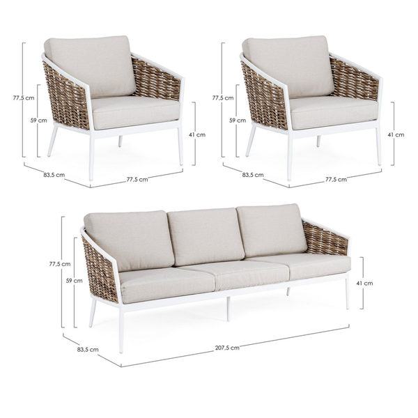 BT MIRABELL Fehér, Bézs modern Kültéri lounge szett