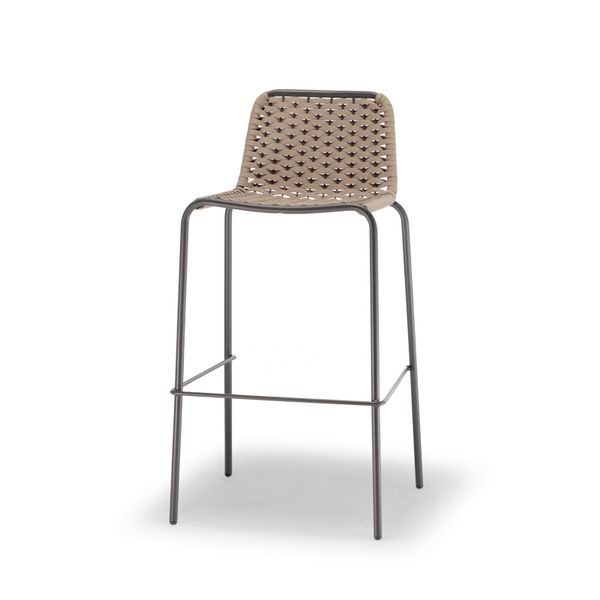GR CANNES Grey, Brown design Polyrattan outdoor bar stool