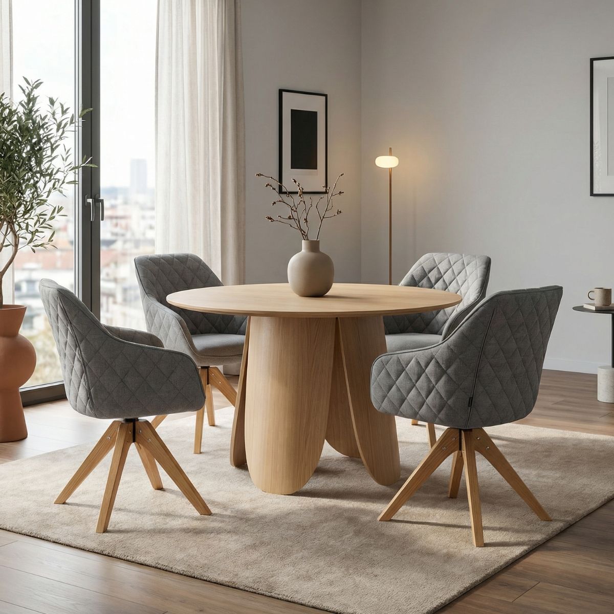 DL DIAMOND / BT JORDINA Szürke, Fa skandináv Beltéri étkezőgarnitúra