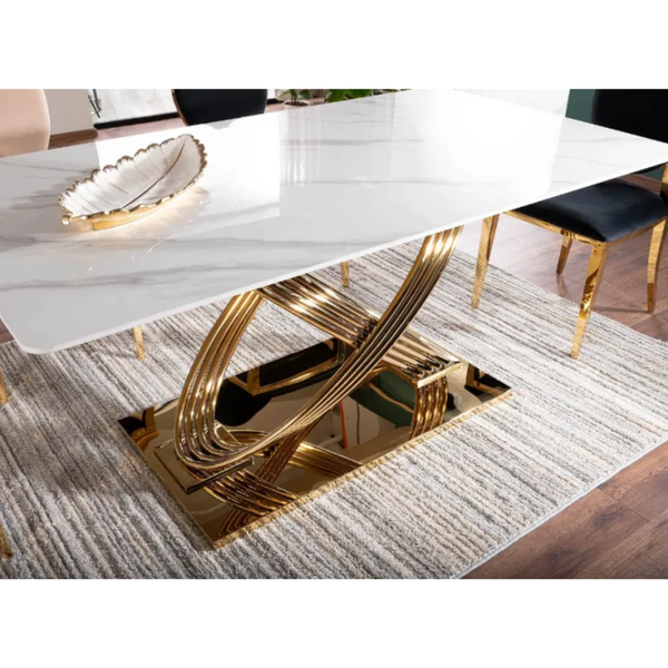 SI HECTOR Fehér, Arany design Étkezőasztal