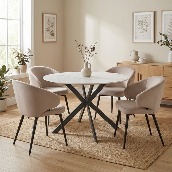 DL FLORENTINA / SI LIA Fehér, Bézs modern Beltéri étkezőgarnitúra