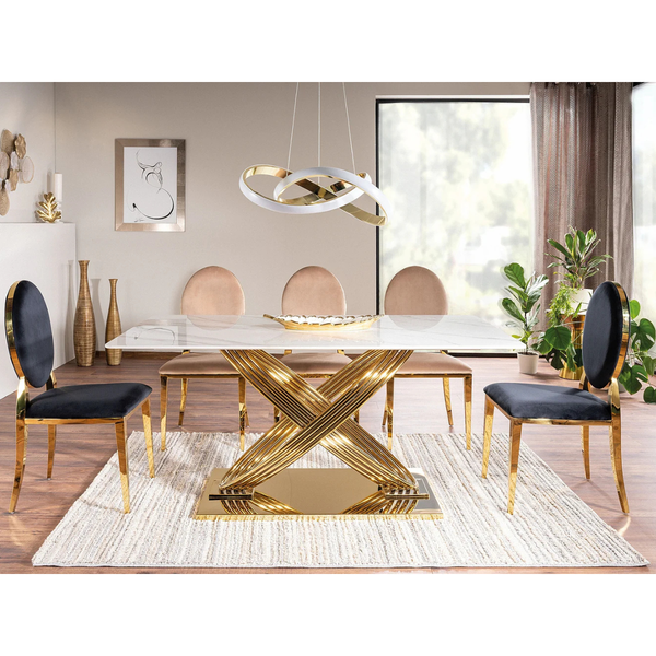 SI HECTOR Fehér, Arany design Étkezőasztal