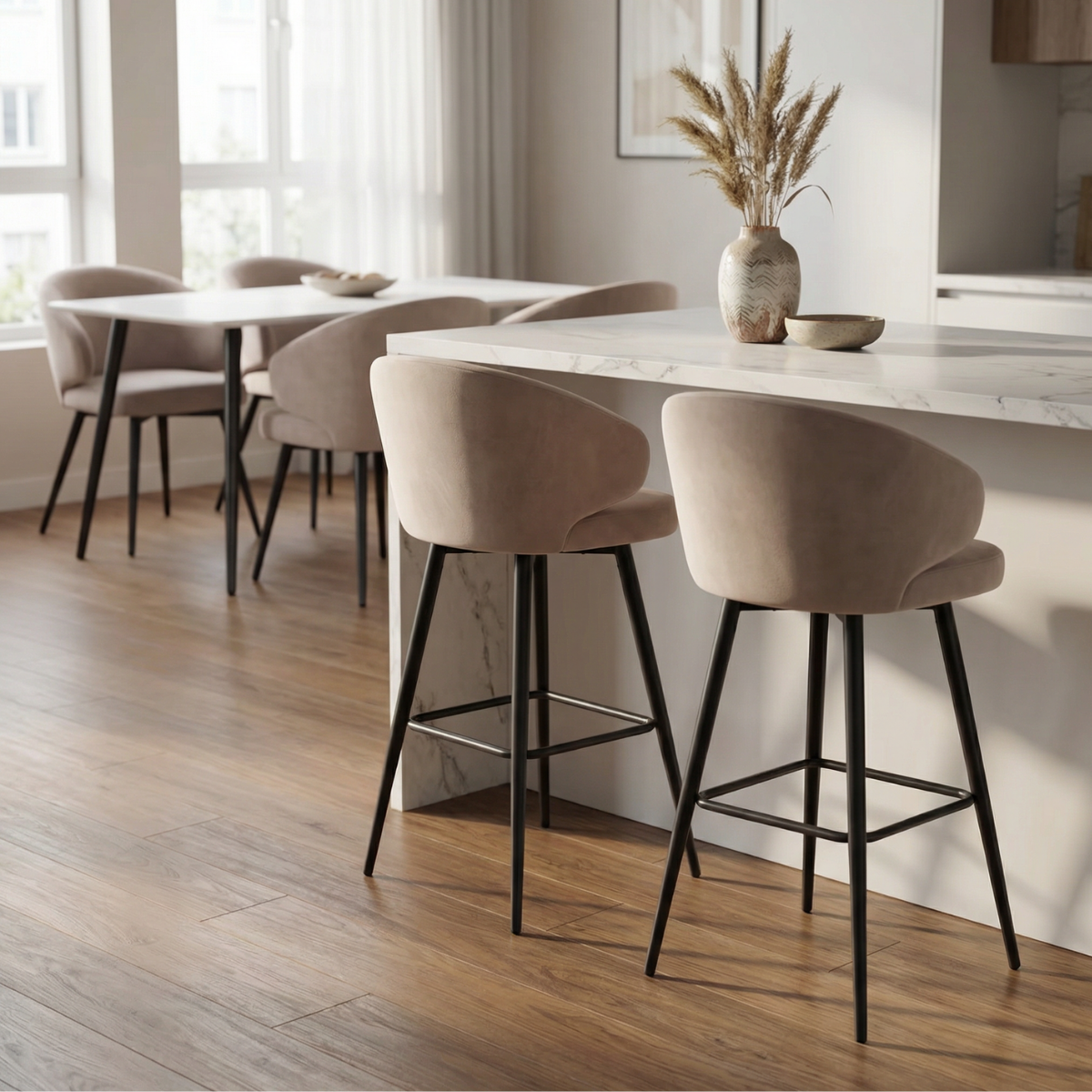 DL FLORENTINA 4 étkezőszék + 2 bárszék Bézs elegáns Csomagajánlat