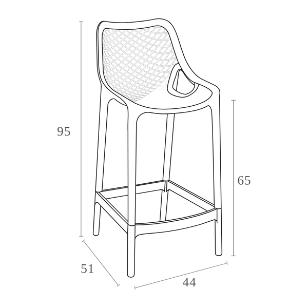 ST AIR 65 Fekete design Műanyag kültéri bárszék