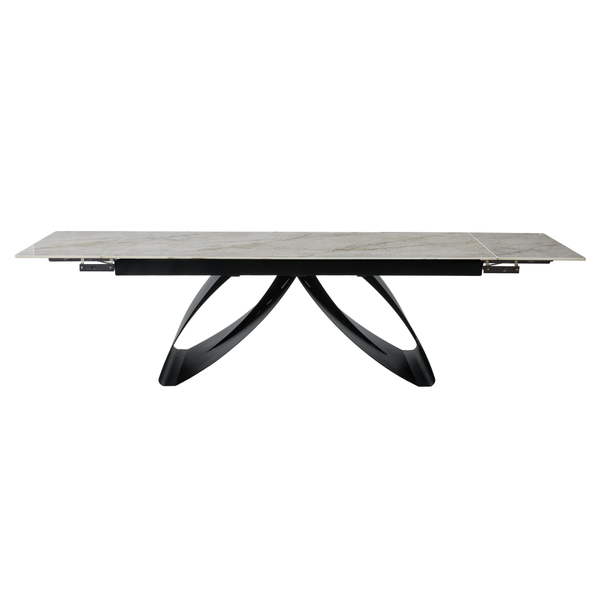 ET CARLOS Magasfényű Bézs design Bővíthető étkezőasztal