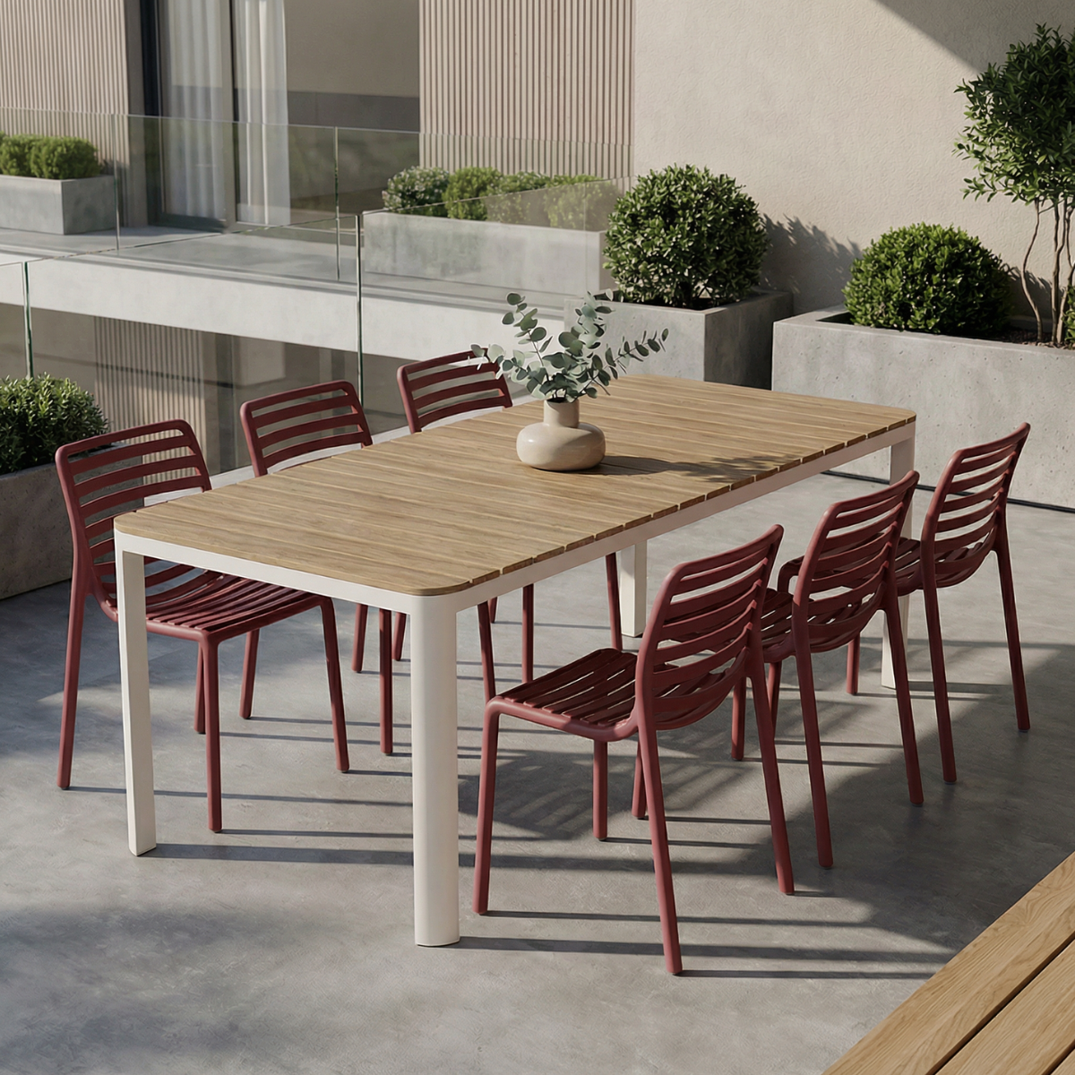 VD ELLA / NARDI DOGA BISTROT Fa, Piros modern Kültéri szett