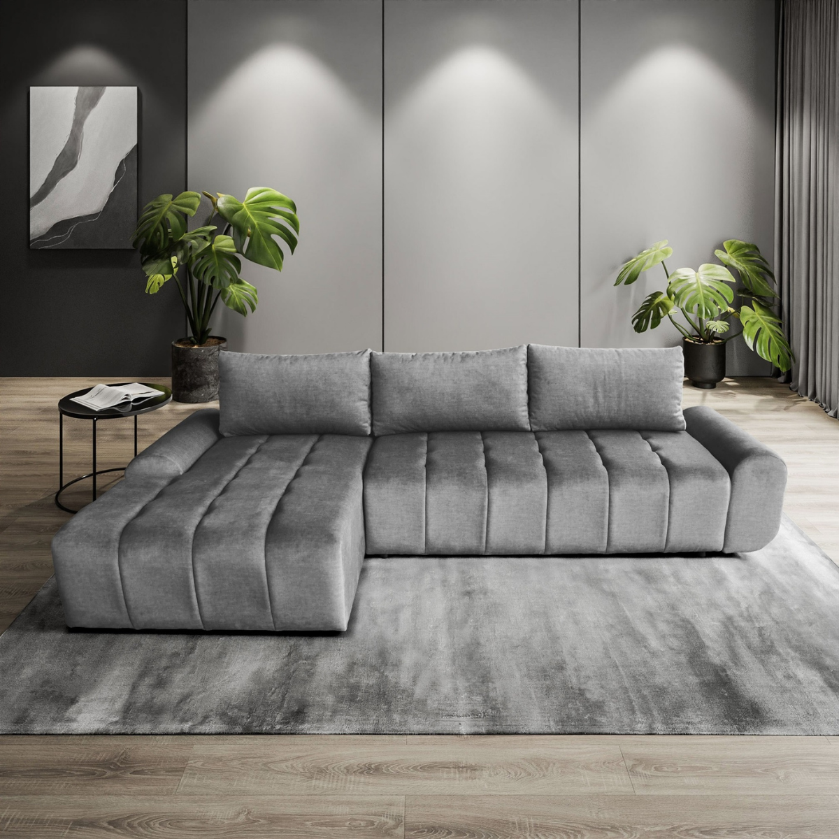 ET ROSITA Szürke design Sarokgarnitúra
