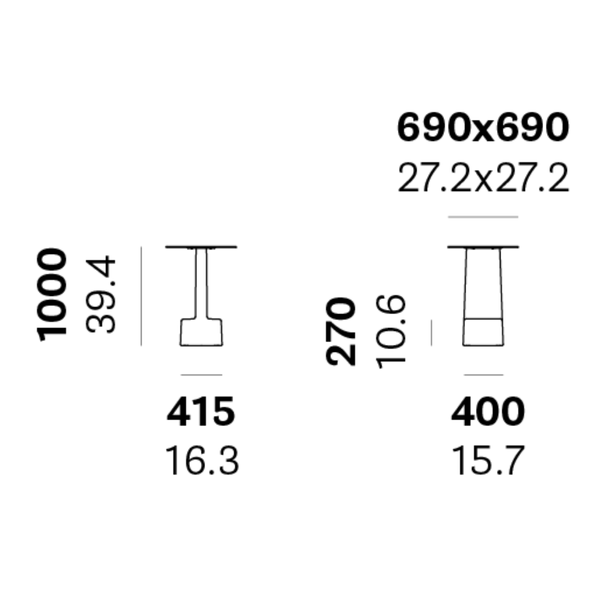 PEDRALI  SERIF 861 Több színben elegáns Kültéri magas asztalláb könyöklőhöz