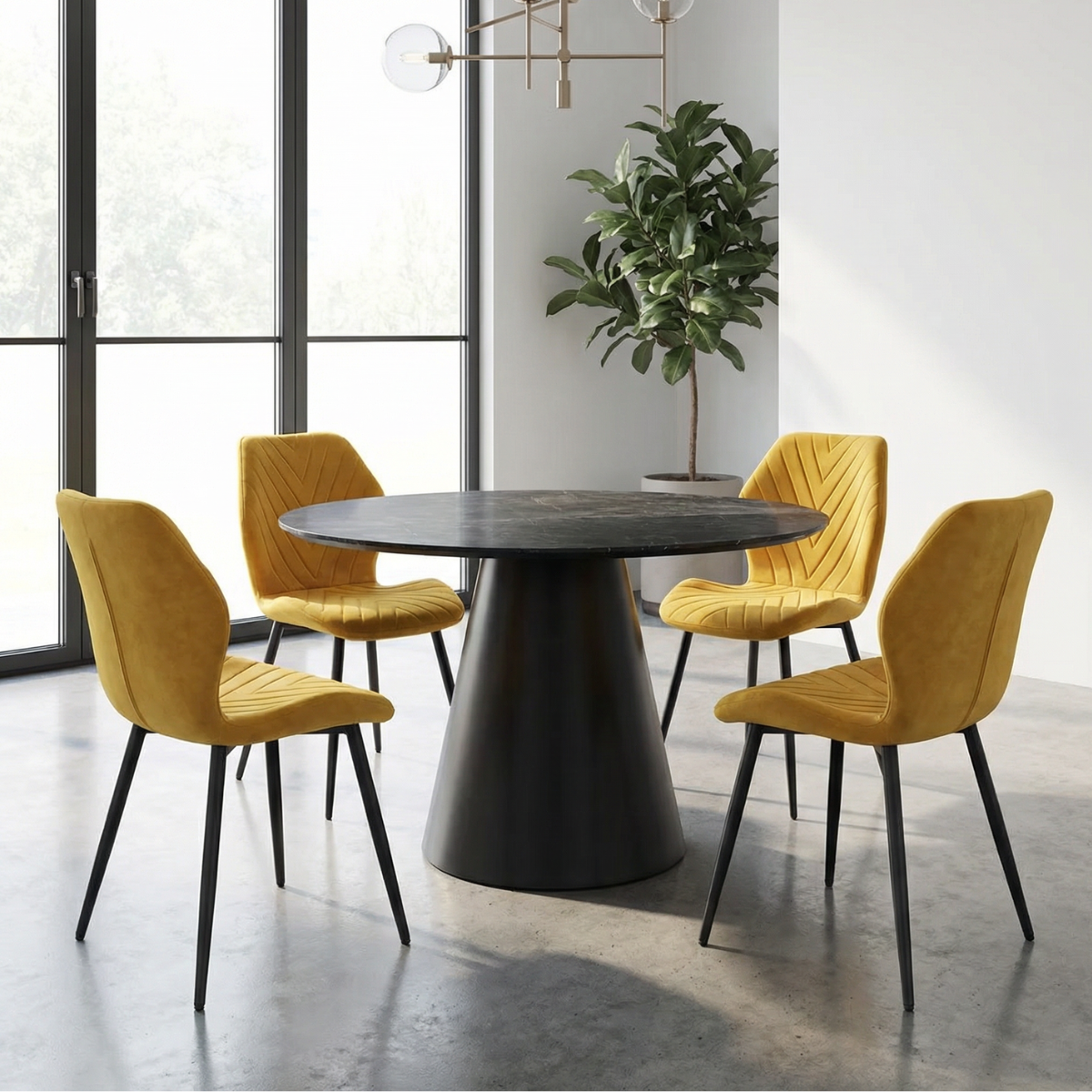 ET JULIE / SI ANGELO Fekete, Sárga modern Beltéri étkezőgarnitúra