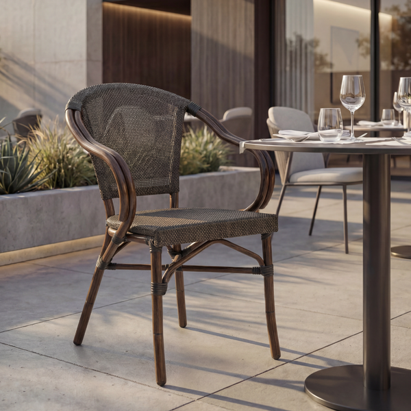 DL STAR C  Barna design, vintage Tessil betétes kültéri szék