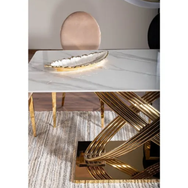 SI HECTOR Fehér, Arany design Étkezőasztal