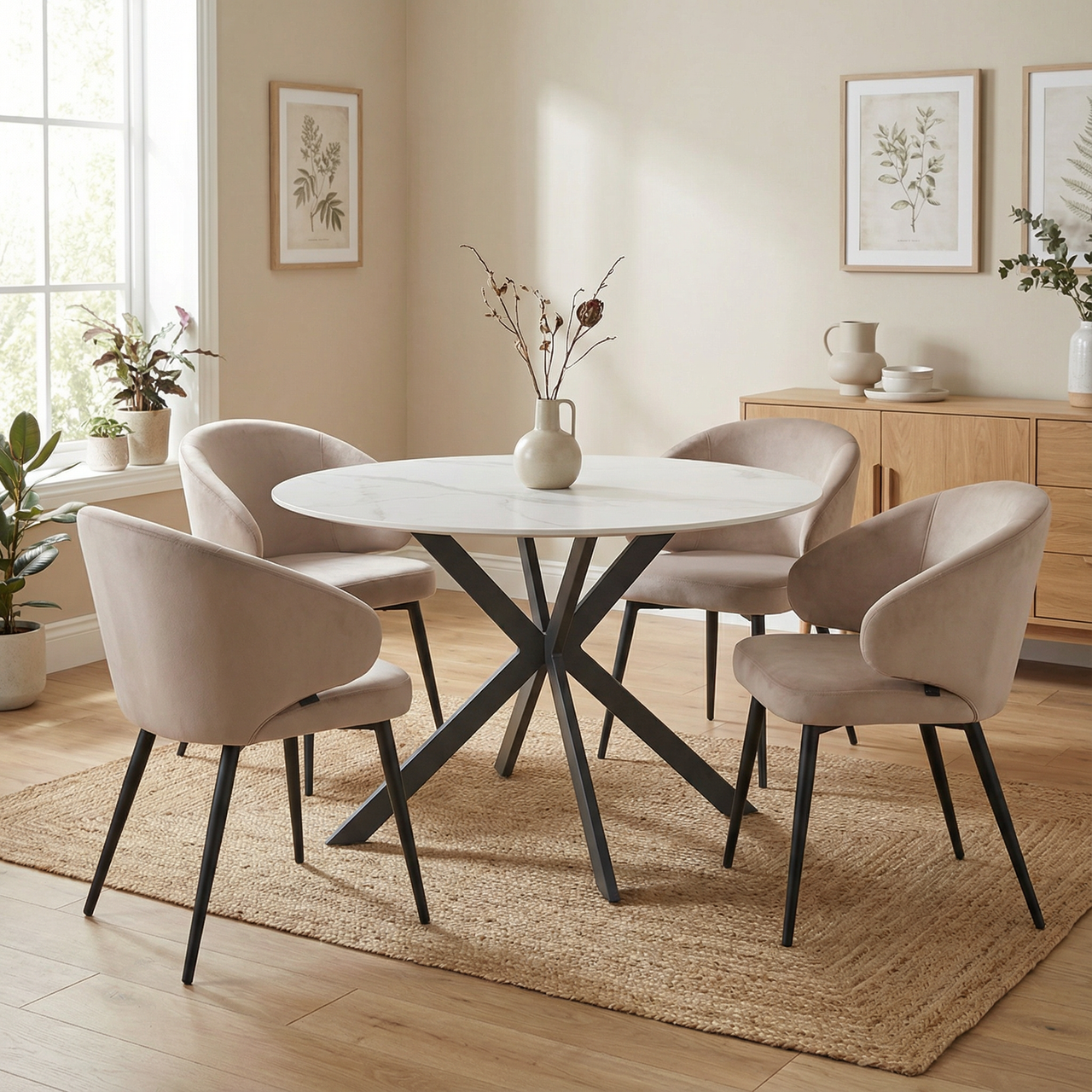 DL FLORENTINA / SI LIA Fehér, Bézs modern Beltéri étkezőgarnitúra