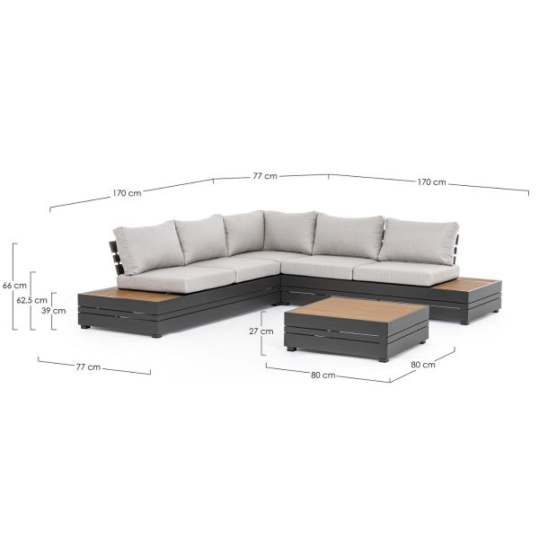 BT OLSEN Szürke, Fa design Kültéri lounge szett