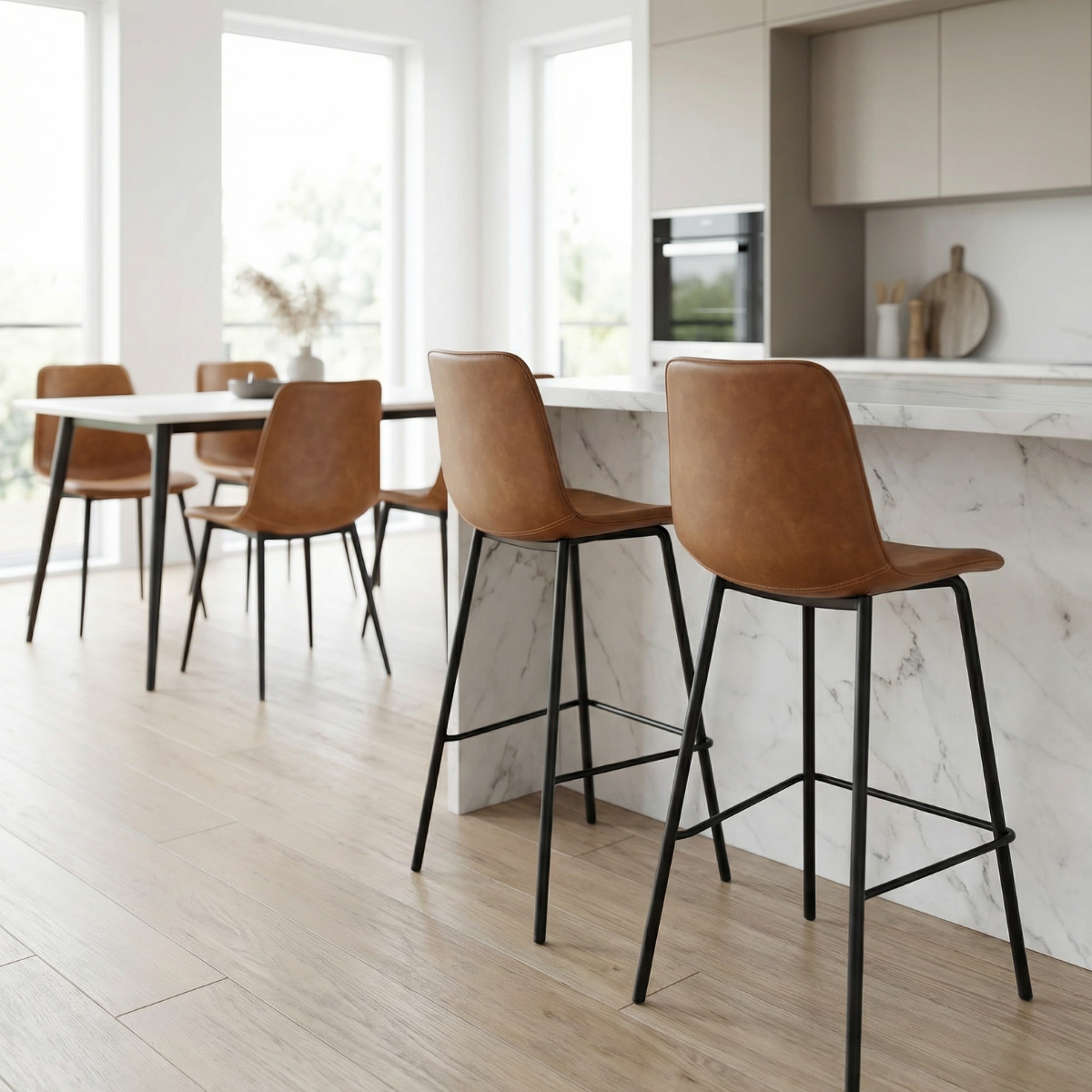 BT KIARA 4 étkezőszék + 2 bárszék Barna industrial Csomagajánlat