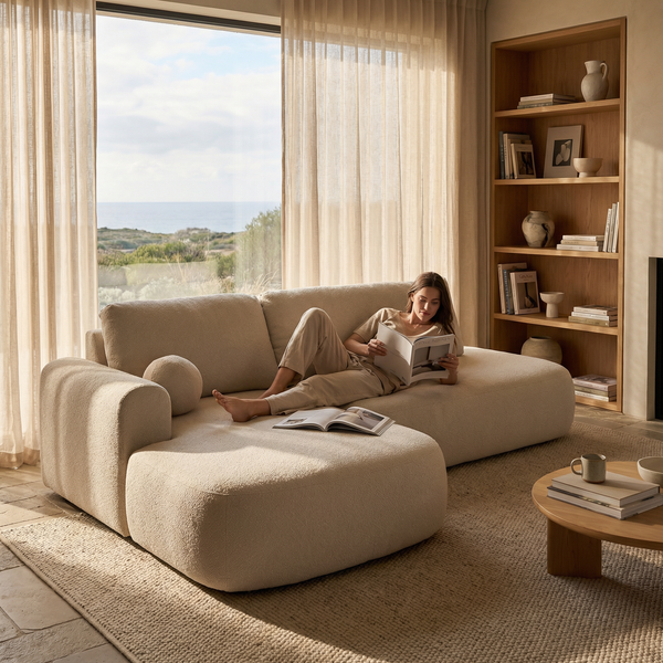 ET ANGIE Bézs design Sarokgarnitúra