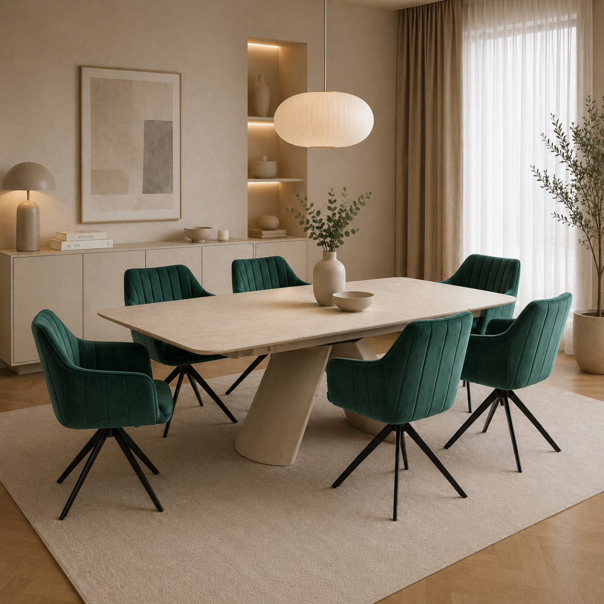 DL CHARLOTTE / DL Zalia 6db Zöld elegáns Beltéri étkezőgarnitúra