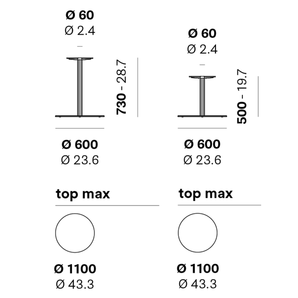 PEDRALI  BLUME  5530-5531 Több színben elegáns Beltéri asztalláb
